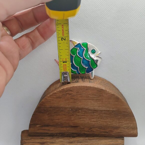 Large Colorful Tropical Fish Brooch Blue Green Enamel Scales Rhinestone Eye - Picture 2 of 3